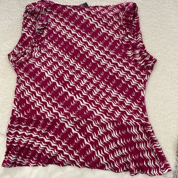 Talbots red stripe short sleeves top blouse tee shirt medium - Picture 6 of 11